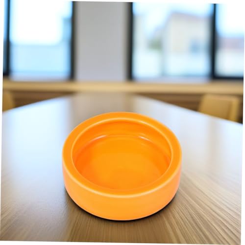 Escape Ceramic PET Feeding Bowl for Reptiles and Small Animals Round Shrimp Food Basin Water Dish Non-Tipping Design for Lizards Crabs and Other Crawlers (Orange)