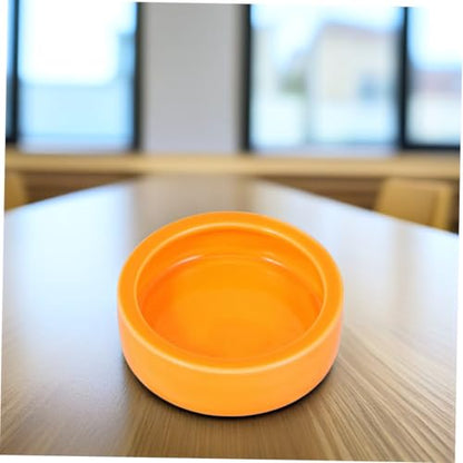 Escape Ceramic PET Feeding Bowl for Reptiles and Small Animals Round Shrimp Food Basin Water Dish Non-Tipping Design for Lizards Crabs and Other Crawlers (Orange)