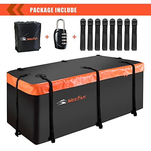 Hitch Mount Cargo Carrier Bag 100% Waterproof 19.7 Cubic Feet Luggage Rack | Soft Shell Luggage Bag,Include 8 Reinforced Straps,Combination Lock,for All Vehicle with Steel Trailer Cargo Carrier Basket - size: 19 Cubic Feet