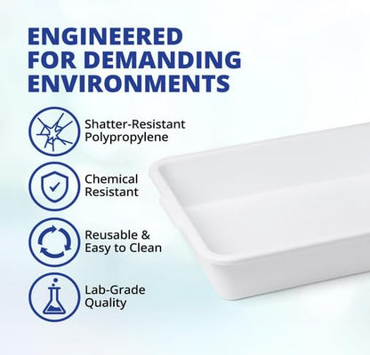United Scientific™ Polypropylene Multi-Purpose Containment Tray - for Sterilizing and Drying Laboratory Supplies - Polypropylene Rectangular Plastic Tray - 18.375" L x 14.125" W x 3" H, 1 Count