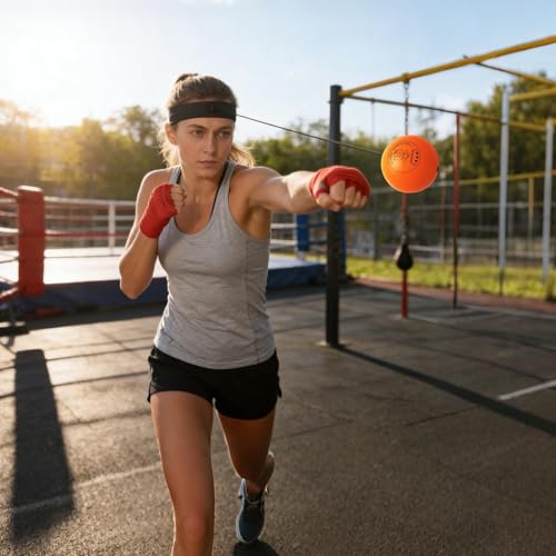 Punching Ball with Headband Adjustable Breathable Soft - color: Orange