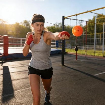 Punching Ball with Headband Adjustable Breathable Soft - color: Orange