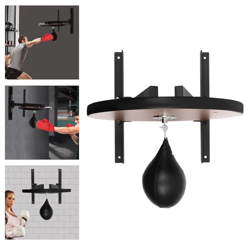 Heavy Duty Adjustable Speed Bag Platform, Wall Mount Speed Bag Kit with 360° Swivel & PU Punching Ball, Steel Wood Boxing Training Equipment for Home Gym Adult Fitness