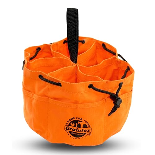 Graintex 18 Pockets Grab Bag Rip-stop Canvas Drawstring Closure, Small Part Organizer Pouch, Small Tools, Screws, Parts, Parachute Tool Bag for Efficient Storage - Orange - color: Orange