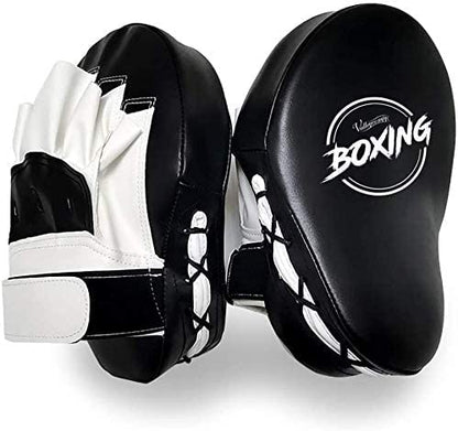 Valleycomfy Boxing Pads Curved Focus Punching Mitts for Men Women - color: Black White