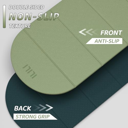 ILILI Foldable Yoga Mat, 10mm Thick, 75x26 Inch Extra Long, Exercise Mat - color: Grass Green+Dark Green