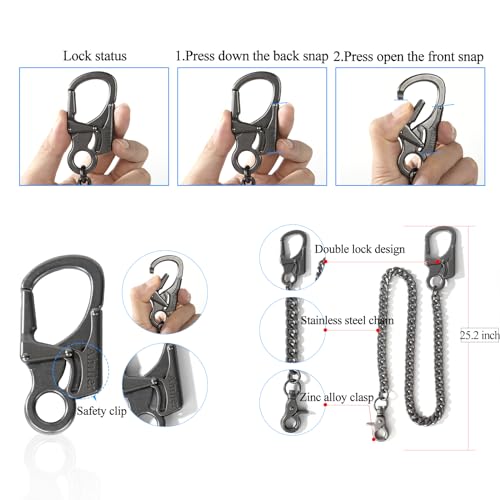 Ahiller Heavy Duty Key Wallet Chains for Men Biker - color: Gunmetal-qk-1p