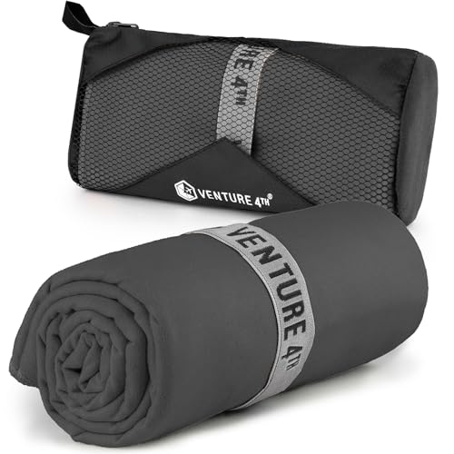 VENTURE 4TH Quick Dry Microfiber Towel for Camping & Gym - Charcoal Medium - color: Charcoal, size: 40.00" x 21.00"