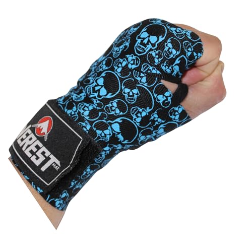 Mexican Style Hand Wraps 180" Semi-Elastic Boxing Wraps with Thumb Loop, Inner Gloves Bandages for Muay Thai, Kickboxing, Grappling - color: Midnight Skull