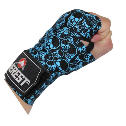 Mexican Style Hand Wraps 180" Semi-Elastic Boxing Wraps with Thumb Loop, Inner Gloves Bandages for Muay Thai, Kickboxing, Grappling - color: Midnight Skull