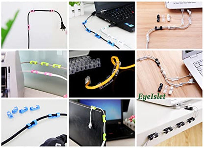 Self-Adhesive Cable Clips Organizer Drop Wire Holder Cord Management, Max Fitting Cable Diameter 0.27 inch, Pack of 20, Transparent