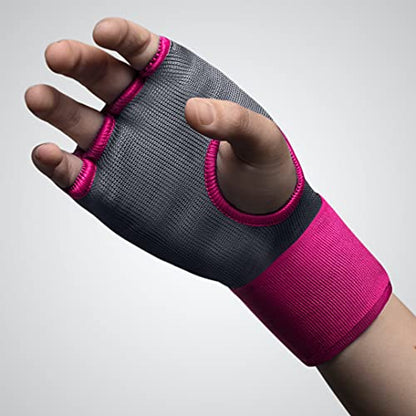 Hayabusa Quick Gel Hand Wrap Boxing Gloves | Slip-On Design, Padded Knuckle Protection, Hook and Loop Closure, Muay Thai Kickboxing, Men and Women, Sparring - color: Grey/Pink, size: X-Large