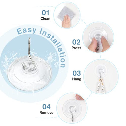 VIS'V Suction Cup Hooks, 1.77 Inch Small Window Suction Cups with Metal Hooks, Removable and Reusable, Clear, 12 Pcs - size: Small