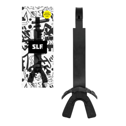 SLEEFS X Black Football Mouth Guard with Helmet Strap - Lip/Teeth Protector Mouthpiece - Moldable - for Youth/Adults, Men & Women Mouth Guard, Maximum Air Flow, Lacrosse, All Sports - color: Black
