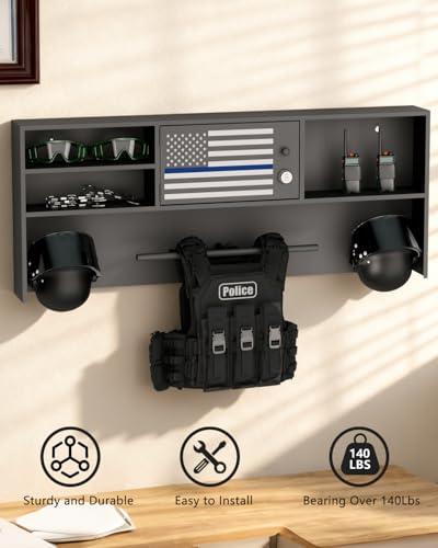 Police Gear Rack,Wall Mounted Lock Safe Police Tactical Vest Hanger