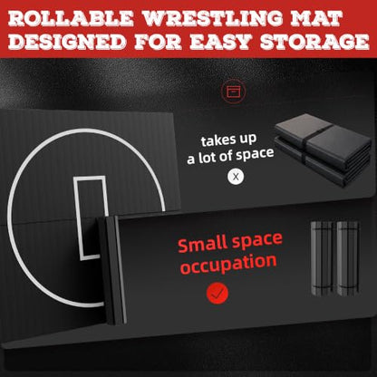 Wrestling Mat for Home Training BJJ MMA Jiu Jitsu Roll Up Mat - color: Black, size: 5FTx10FTx1.25inch