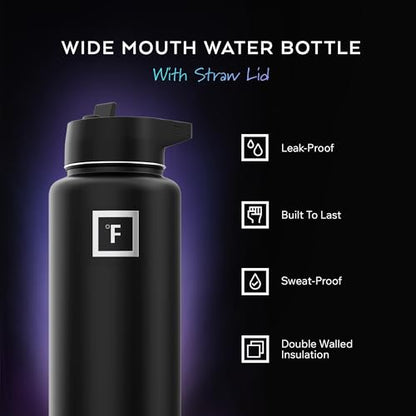 IRON °FLASK 32 oz Wide Mouth Water Bottle with 3 Lids - color: Cashmere Cream