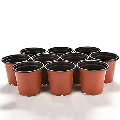 KINGLAKE 100 Pcs 4" Plastic Plants Nursery Pot/Pots Seedlings Flower Plant Container Seed Starting Pots,4 Inch,Red - color: Red, size: 4 Inch