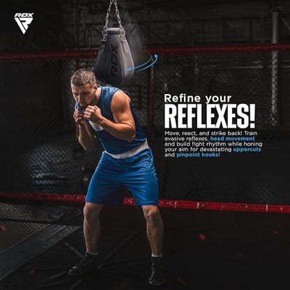 RDX 1.5FT Tear-Shaped Boxing Maize Bag with Chain & Gloves – Slip Bag for Uppercut, Hook, Reflex, Precision, Footwork & Punch Training – Hanging Slip Ball for MMA, Boxing, Muay Thai & Kickboxing - size: Filled
