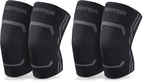 Bodyprox Knee Compression Sleeve for Men and Women (4 Pack), Knee Support Brace for Running and Work out (Small) - size: Small (Pack of 2)
