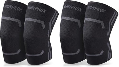 Bodyprox Knee Compression Sleeve for Men and Women (4 Pack), Knee Support Brace for Running and Work out (Small) - size: Small (Pack of 2)