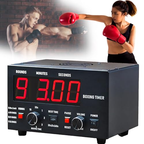 Professional Gym Timer,Classic Boxing Interval Timer w/LED Display,Selectable Training Time and Cycle Repetitions,Adjustable Sound Gym Interval Timer (Red) - color: Red