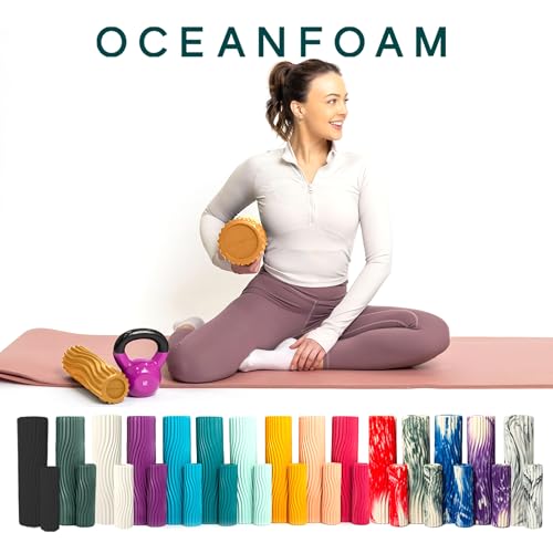 Oceanfoam Ripple Travel Foam Roller (11" x 3.35") Firm Mini Foam Roller for Physical Therapy, Deep Tissue Massage, Back Pain - High Density, Ergonomic Wave Textured - Yoga, Pilates, Exercise (Gold) - color: Gold