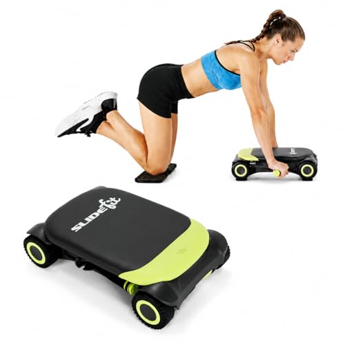 WONDER CORE Slide Fit, Ab Roller Board with 4 Wheels, Automatic Rebound Abdominal Wheel for Core Workout, Ab Exercise Equipment, Abdominal Exerciser, Heroboard Fitness Rolling Board with Knee Pad