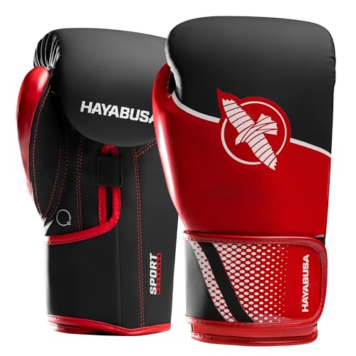 Hayabusa Sport Boxing Gloves - Dual-Splinted | Wrist Support, Multi-Density Foam Padding, Contoured Fit, Kickboxing Muay Thai, Beginner Sparring, 12oz 14oz 16oz, Men Women - color: Red / White, size: 16oz