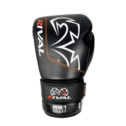 RIVAL Boxing RB1 2.0 Ultra Bag Gloves, Hook and Loop Closure, Super-Resistant Microfiber, High-Density Foam, Breathable Mesh Palm - color: Black, size: Small