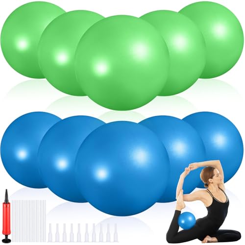 Aoriher 10 Pcs Small Pilates Ball Bulk 9 Inch Mini Yoga Ball - color: Blue,Green