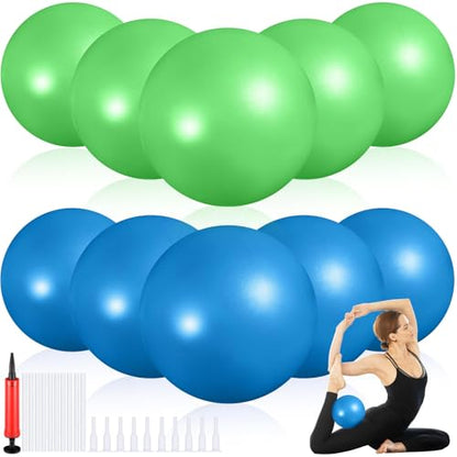 Aoriher 10 Pcs Small Pilates Ball Bulk 9 Inch Mini Yoga Ball - color: Blue,Green