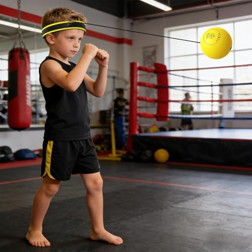 Head Ball Boxing Reaction Training Fun Hand Eye Coordination - color: Yellow ball