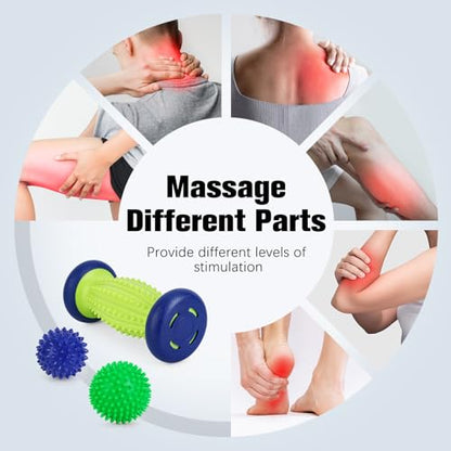 Maliton Massage Ball Set - 3 in 1 - with Foot Roller & Spiky Balls