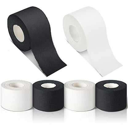 Hiboom 4 Pcs Athletic Wrist Tape, 1.5 in x 33 ft Wrap Tape(Black, White)