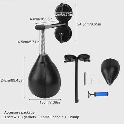 Boxing Speed Ball, Suction Cup Sandbag Height Adjustable Boxing Reflex Ball Speed Ball, 360° Rotating Wall-Mounted Leather Boxing Ball, Suitable for Men,Children,Adults - color: Red