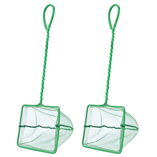 Mogoko 2 Pack Aquarium Net Fish Net, Small Net, Multi-Size Fine Mesh Aquarium Net with Long Plastic Handle for Fish Tank