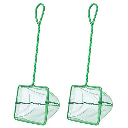 Mogoko 2 Pack Aquarium Net Fish Net, Small Net, Multi-Size Fine Mesh Aquarium Net with Long Plastic Handle for Fish Tank