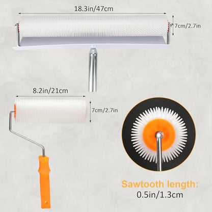 Self Leveling Tool Kits, Floor Rollers With Extensions Stainless Steel Trowels Self Leveling Rakes Shoes With Spikes Epoxy Flooring Tools Cement Concrete Self Leveling Tool Kits (8PCS)