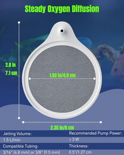 Pawfly Air Stone for Aquarium, 2" Fish Tank Bubbler, Fish Tank Air Stone, Aquarium Bubbler for Air Pump, Oxygen Bubble Diffuser for Bucket, Small Pond & Hydroponics, White