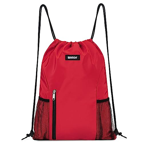 WANDF Drawstring Backpack, Gym Sackpack for Sports - color: Red