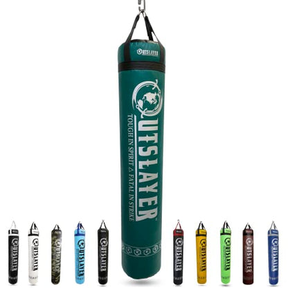 Muay Thai Punching Bag 6ft 150lbs Unfilled Made in USA - color: Dark Green/Black, size: With Bottom D-Ring