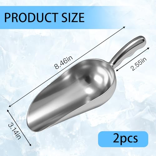 Pack of 2 Cast Aluminum Scoops,12 Oz. (Ounce) Dry Goods Scoop for Feed | Ice Scoops for Ice Cube, Coffee Bean, Food, Candy, Flour, Dry Goods,Spice,Buffet,Wedding By RARKVEN