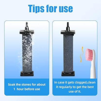 AQUANEAT Aquarium 5 inch Air Stone Cylindrical 2 Pack, Large Airstone, Aerator Bubble Diffuser, Air Pump Accessories for Aquariums, Hydroponic, Ponds and Fish Tanks - size: 5 inch