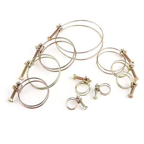 10pcs Double Wire Hose Clips Adjustable Double Wire Water Hose Barb Clamp Pipe Clip Hoop Plumbing Fastener (32mm（28-32）)