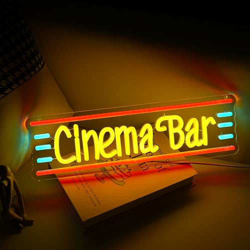 Cinema Bar Neon Sign Movie Theater Neon Light Dimmable Bar LED Light Up Sign Popcorn Theater Neon Light up Sign for Man Cave Cinema Cafe - style: Cinema Bar