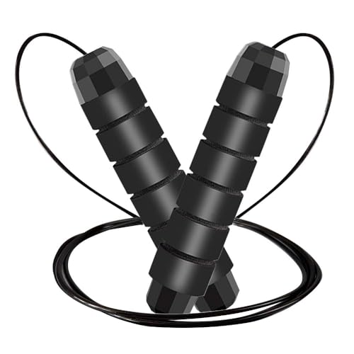 Jump Rope, Adjustable Jump Ropes for Fitness for Women Men and Kids Tangle-Free Rapid Speed Jumping Rope Cable with Ball Bearings Exercise&Slim Body at Home School Gym - color: Black