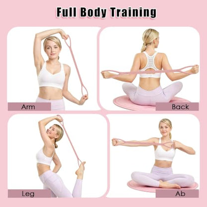 Figure 8 Resistance Bands with Handles,Silicone Exercise Band Set | Upgraded 8-Shaped Stretch Bands for Women Home Working Out Arms Back Legs Pilates Yoga Physical Therapy Multi Packs - color: Extended Version: 3Pcs 15Lb & 25Lb & 35Lb