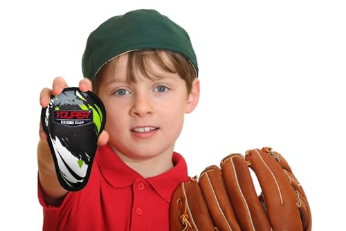 Youper Boys Youth Soft Foam Protective Athletic Cup (Ages 7-12), Kid Athletic Cup for Baseball, T-Ball, Football - color: Black Green White