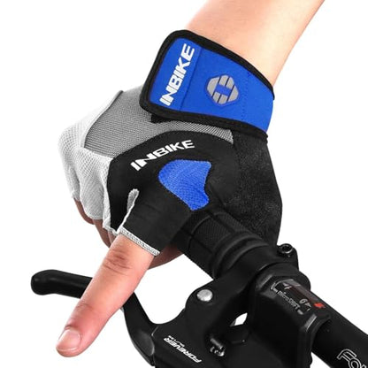 INBIKE 5mm Padded Half Finger Bike Bicycle Cycling Gloves - color: Blue, size: X-Large
